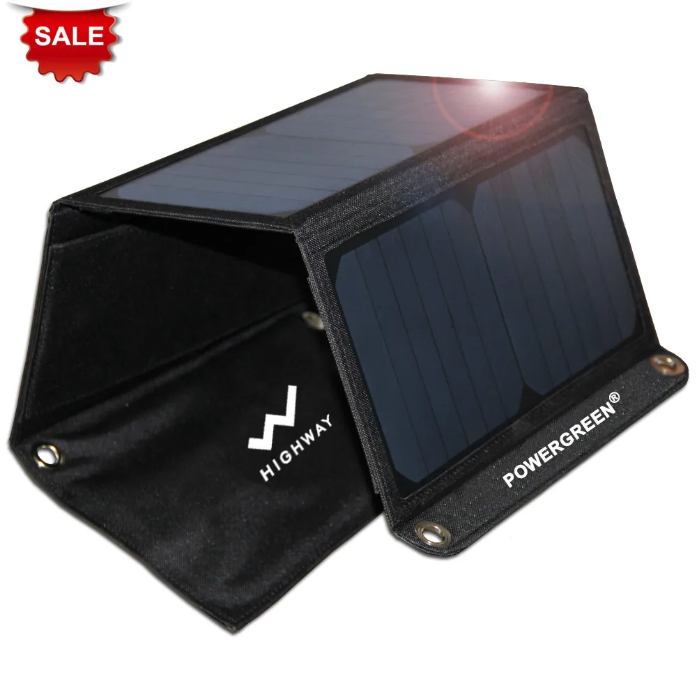 

PowerGreen 21W SUNPOWER Panel Solar Mobile Phone Power Bank Solar Panel Charger for 5V Devices