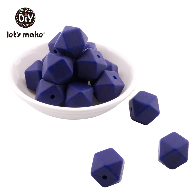 Let's Make 10pcs Baby Teether 14mm Hexagon Bpa Free Silicone Beads Food Grade Teething Toys Diy Pacifier Chain Silicone Teethers - Цвет: twilight purple