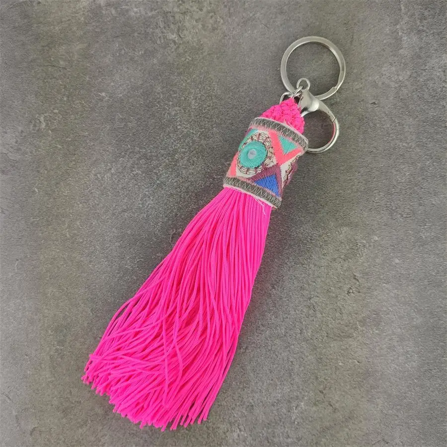 Бохо брелок для ключей с кисточкой, на сумку Шарм Бохо брелок для ключей entic ювелирные изделия подарок для женщин отдых Летний пляж - Цвет: rose