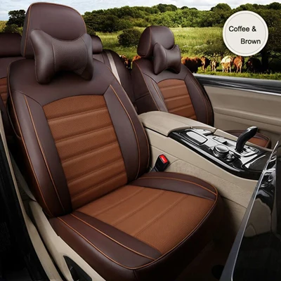 Автомобильный чехол для Toyota Sienna, чехлы для сидений, стильные чехлы для сидений, защитные чехлы из воловьей кожи, набор автомобильных аксессуаров 2004- лет - Название цвета: coffee x brown