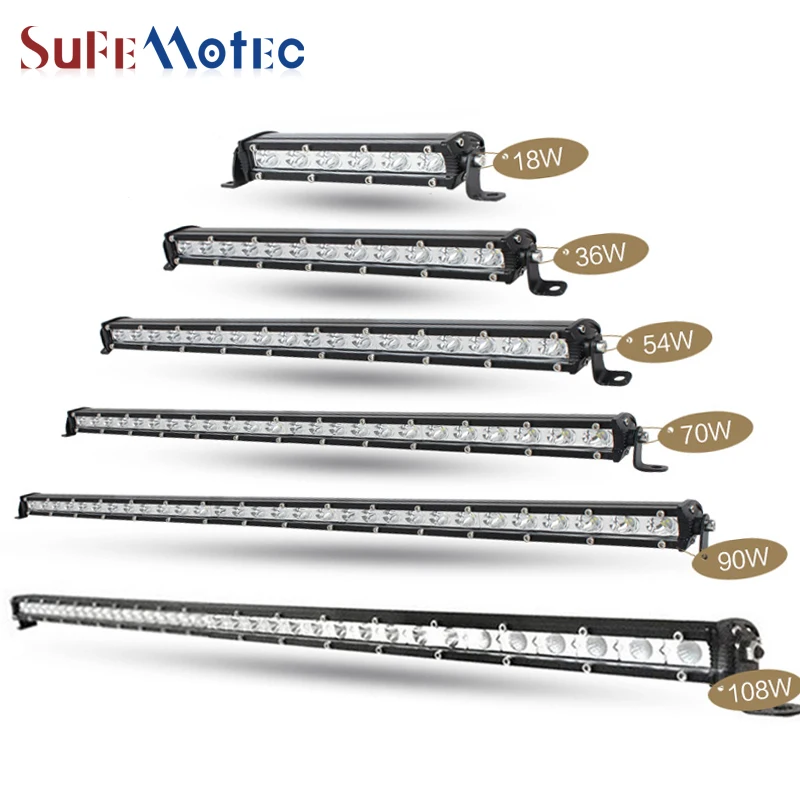 

SufeMotec Super Mini 7'' 25'' 72W 49'' 144W LED Light Bar Combo Beam 12V SUV Work Driving Lights Single Row 4x4 OffRoad Bar Lamp