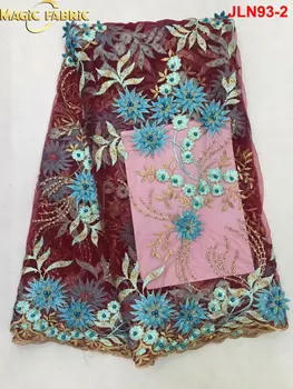 

Nigerian Lace Fabric High Quality French Tulle Lace With Stones And Beads Embroidery Lace For African Evening Dress JLN93