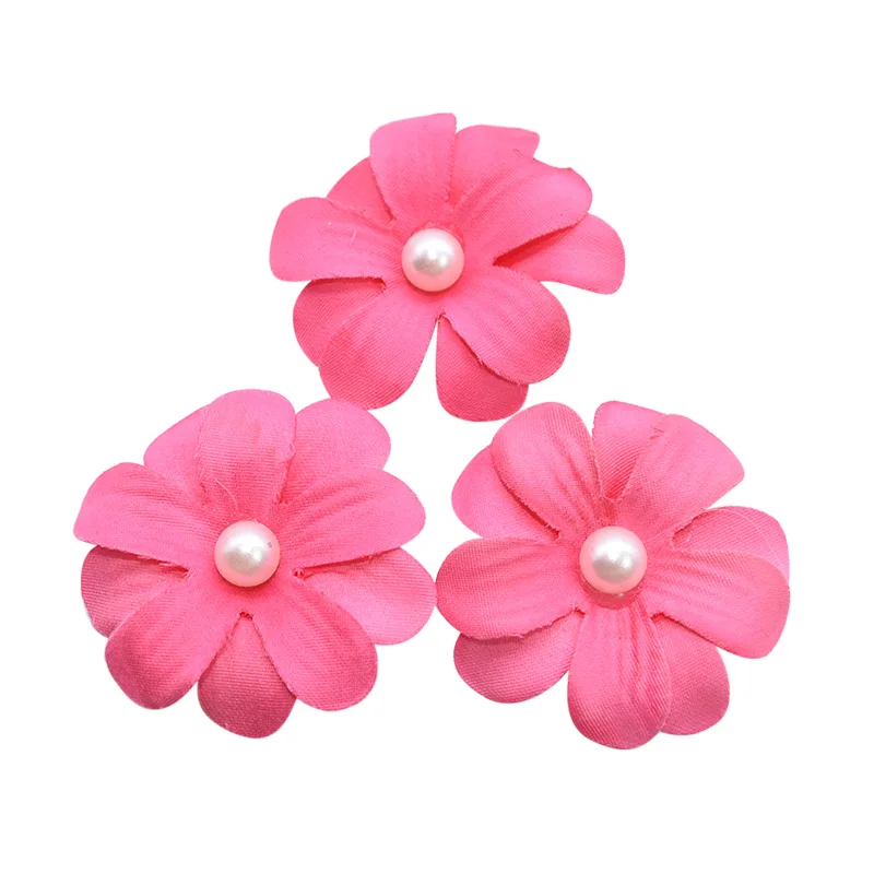 20pcs 4.5cm Silk Petals Artificial Cherry Flower Heads for Wedding Home Decoration Festival Party Fake Pearl Beaded Rose Flowers - Цвет: F04