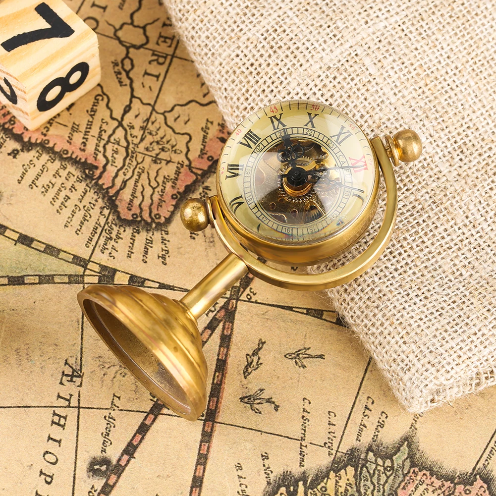 Роман вращающийся глобус золото настольные часы для унисекс рабочего стола часы украшение для дома медный стол ручной намотки механизм
