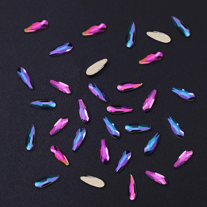 

20Pcs Water Drop Nail Rhinestones Red Purple Black Mixed Color Flat Bottom DIY Decors Shiny 3D Nail Art Decorations