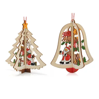 

Christmas Tree Ornaments Hanging Tree Home Party Decor 3D Pendants Wooden Pendant natal Decorations for Home kerst navidad 2018