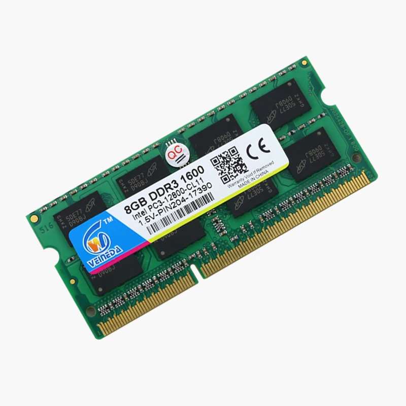 VEINEDA Ram ddr3 2 جيجابايت 4 جيجابايت 8 جيجابايت Sodimm Ram ddr3 4 جيجابايت 1600 PC3-12800 متوافق ddr3 1333 204pin ل إنتل Amd المحمول