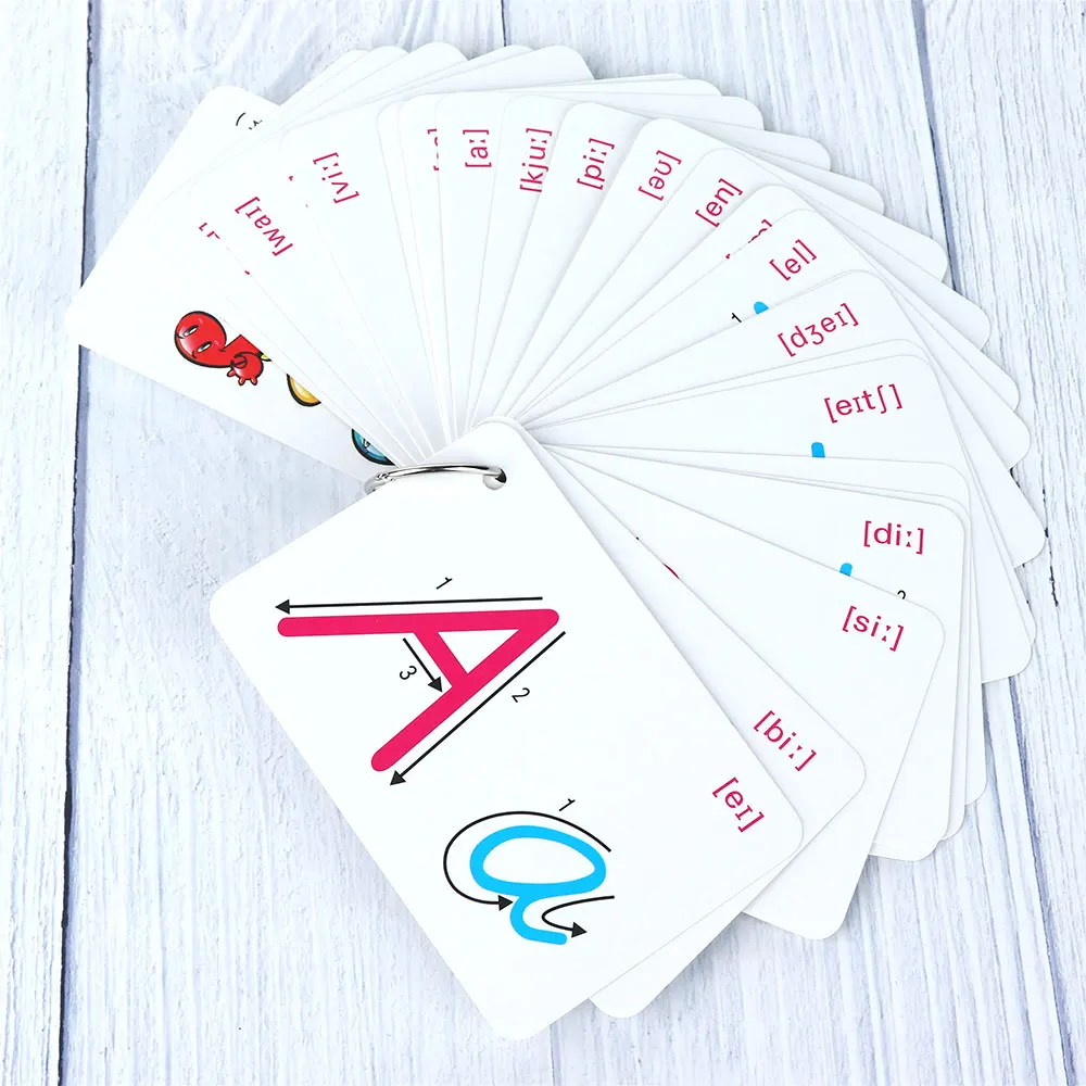 

26 Letter English Flash Card Handwritten Montessori Early Development Learning Educational Toy For Children Kid Gift With Buckle