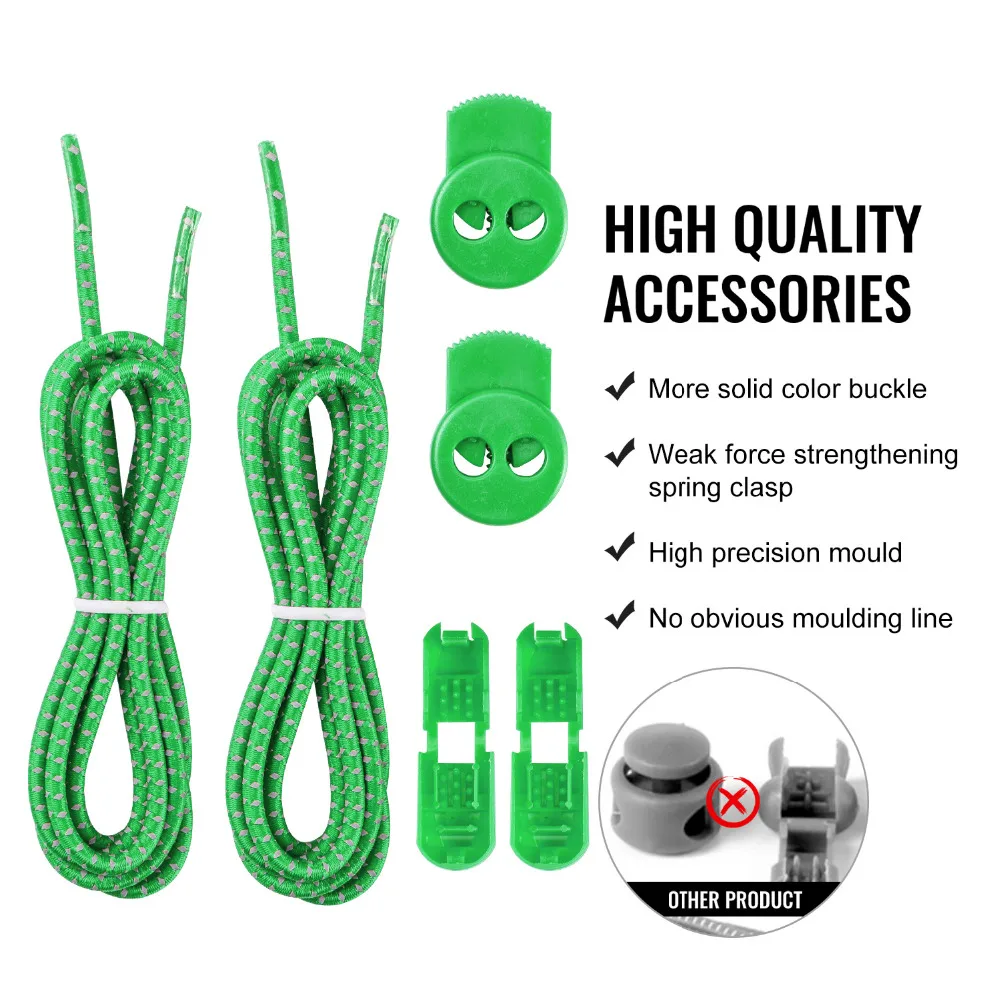 Reflective Lock lace 6 colors a pair Of Locking Shoe Laces Elastic Sneaker Shoelaces Shoestrings Running/Jogging/Triathlon