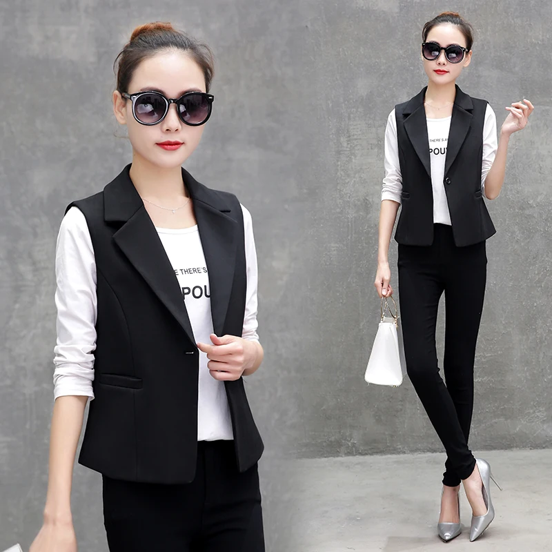 S 3XL New OL fashion women Suit vest short style Elastic waist slim