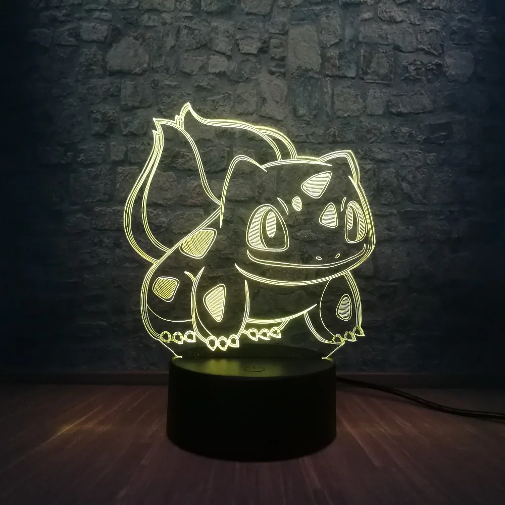 Детский подарок ко Дню 3D мультфильм USB лампа Pokeball Покемон Бульбазавр животных