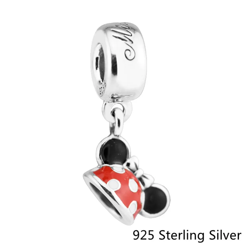 

925 Sterling Silver Jewelry Mouse "Minnie Ear Hat" Original Fashion Charms Beads Fits Pandora Bracelets CKK