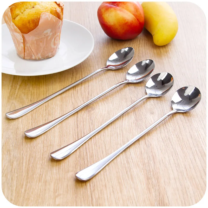 Cheapest Long Handled Stainless Steel Coffee Spoons Ice Cream Dessert