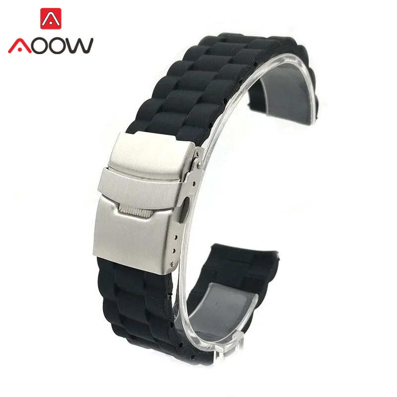 

Silicone Metal Buckle Watchband 20mm 22mm 24mm Universal Rubber Sport Waterproof Replacement Bracelet Band Strap Accessories