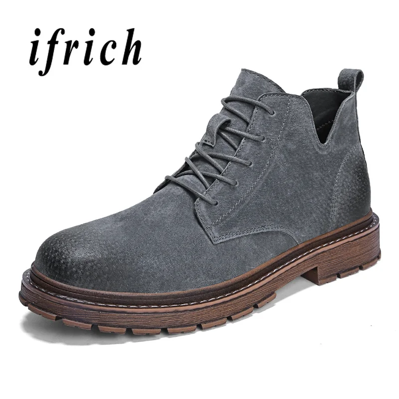 

Spring Top Quality Men Boots Brown Black Youth Fashion Casual Shoes British Retro Boots Male Rubber Non-Slip Work Mens Boots