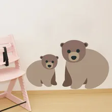 Cute Brown Bears Wall Sticker Funny Baby Mom Cartoon Animals Decals For Kids Room Nursery Wall Decal House Mural DIY Home D