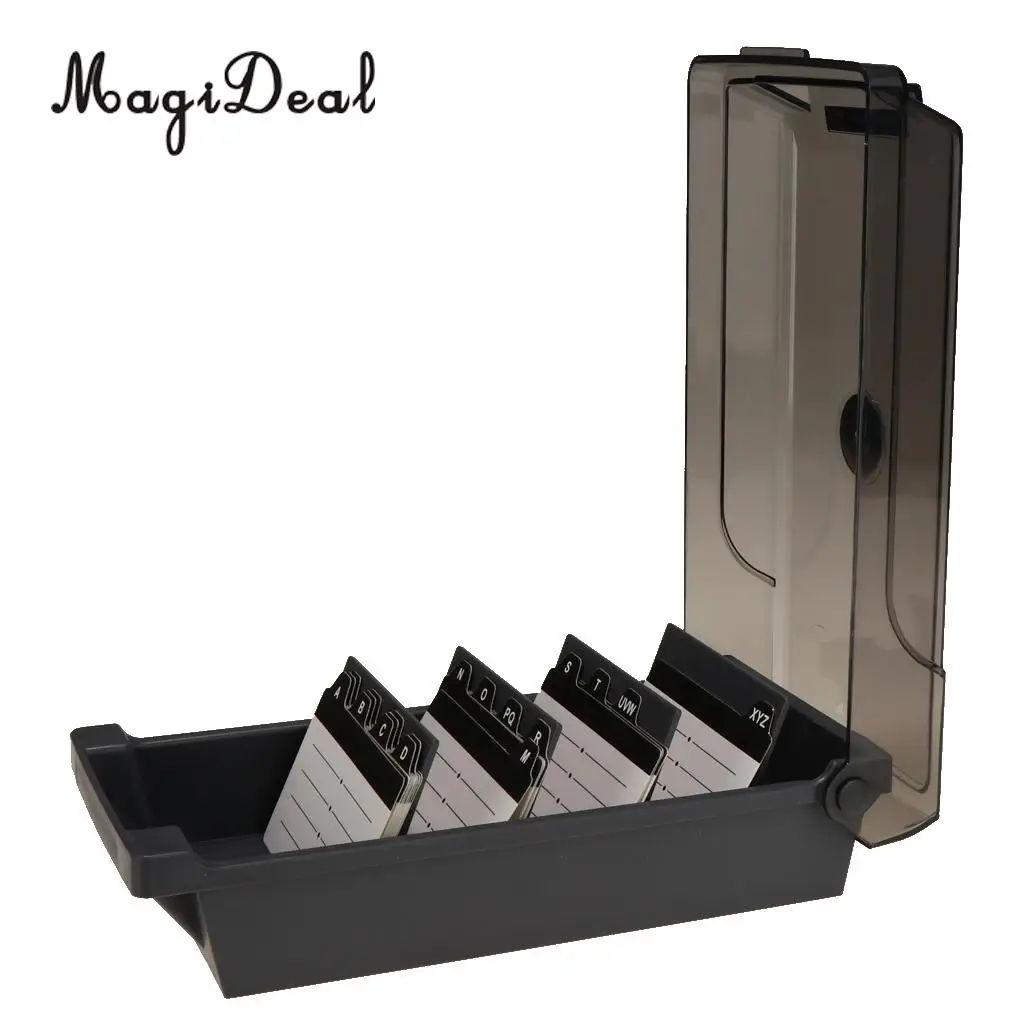 Large Capacity Business Card Holder Box Business Card File Card Storage Box Organizer Index Card Storage Box 4 Divider Board