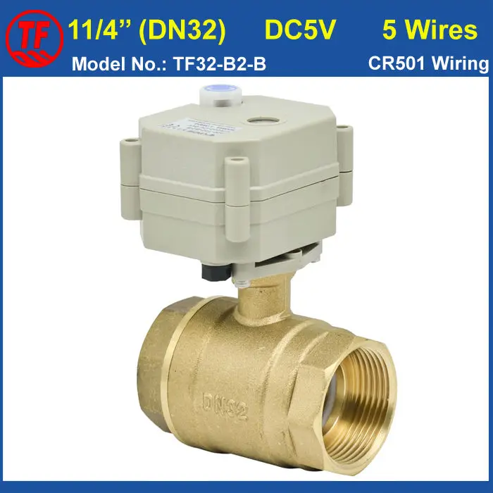 

TF32-B2-B 2-Way 11/4'' Electric Ball Valve With Manual Override, DN32 Motor Operated Valve DC5V 5 Wires With Signal Feedback
