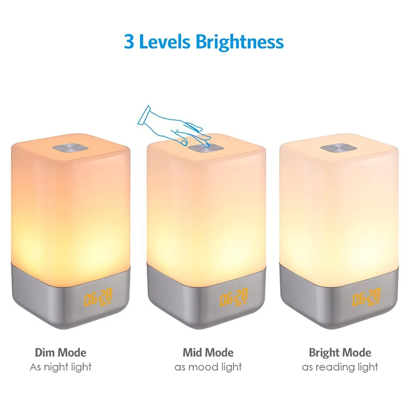 

Hot LED Wake Up Alarm Clock 3 Brightness Night Light Digital Modern Design Table Desktop Clocks Natural Sounds alarm Home decor