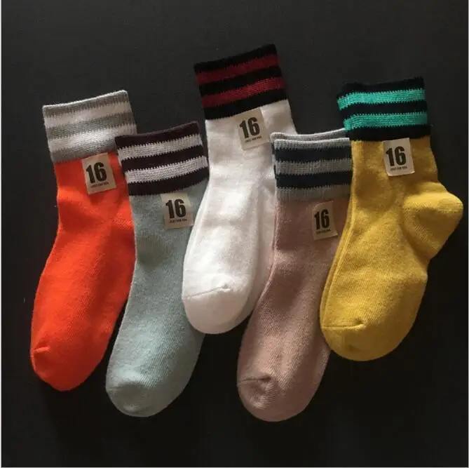 Новые детские носки на осень и зиму,, хлопковые детские носки в британском стиле для мальчиков и девочек, 5 пар в упаковке - Цвет: 8
