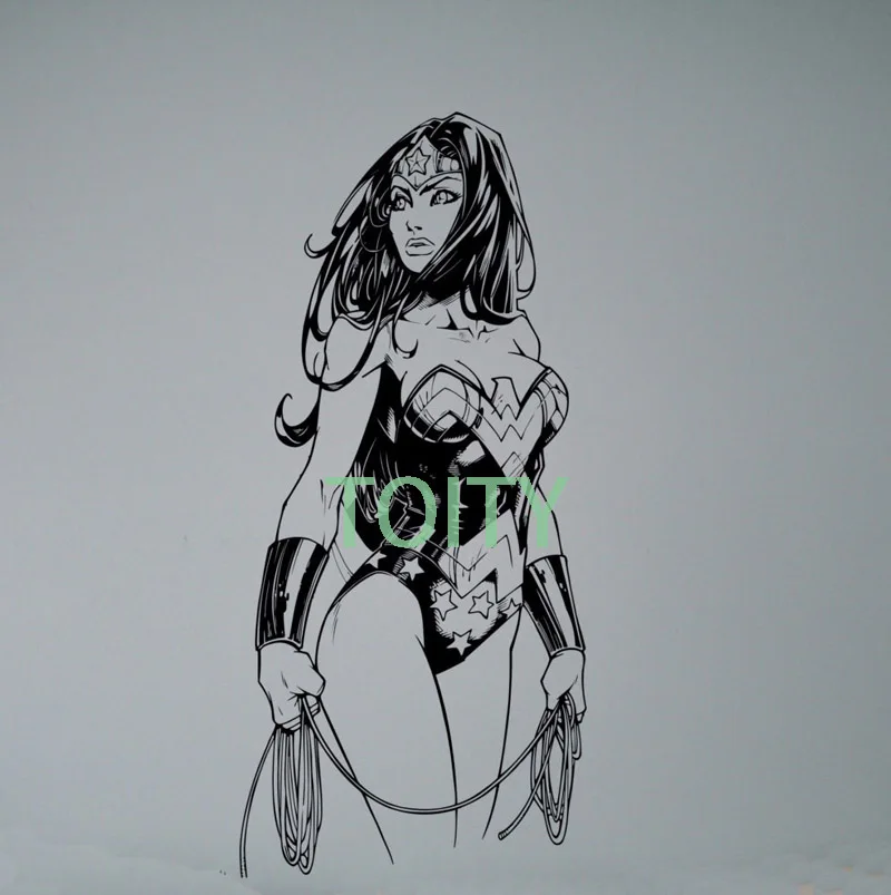 cheap 29 Designs Wonder Woman Wall Vinyl Decal Comics Superhero Creative Sticker Nursery Poster Home Interior Room Decor Art Mural