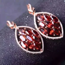 Натуральный красный гранат камень кулон S925 Серебряный натуральный драгоценный камень кулон Цепочки и ожерелья Модные элегантную перфорацию в форме женские вечерние, подарок, ювелирное изделие