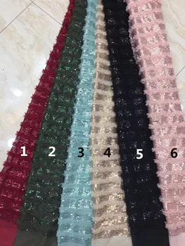

Nice looking embroiderd lace fabric S18112408 beautiful Nigerian lace fabric for party dress with sequins
