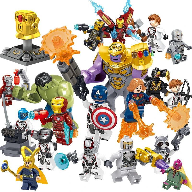 

New 16pcs/set Super Heroes Marvel the Avengers endgame Iron Man Thanos Falcon Gamora Hulk Building Blocks Compatible With legoed