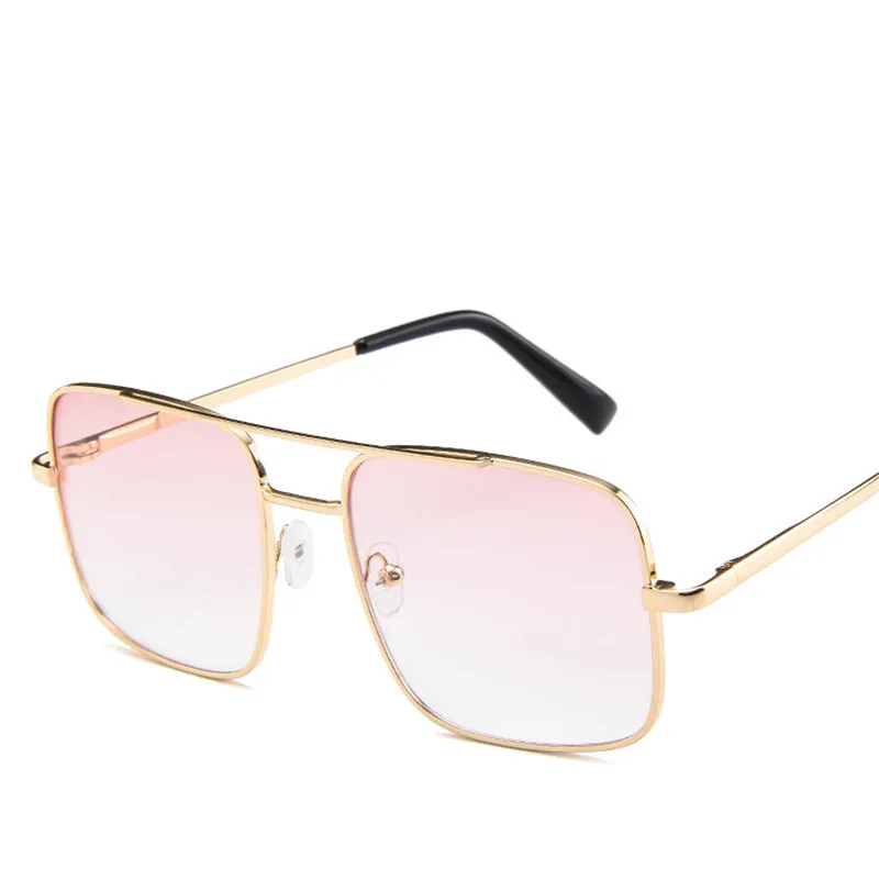 Новые Классические мужские Квадратные Солнцезащитные очки фирменный дизайн винтажные вождения солнцезащитные очки для мужчин мужские солнцезащитные очки с зеркальными стеклами oculos Gafas De Sol - Цвет линз: Pink Clear