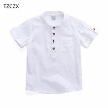 TZCZX-2320, новинка года, летняя стильная детская рубашка для мальчиков модная однотонная хлопковая короткая рубашка для детей возрастом от 3 до 10 лет, детская одежда