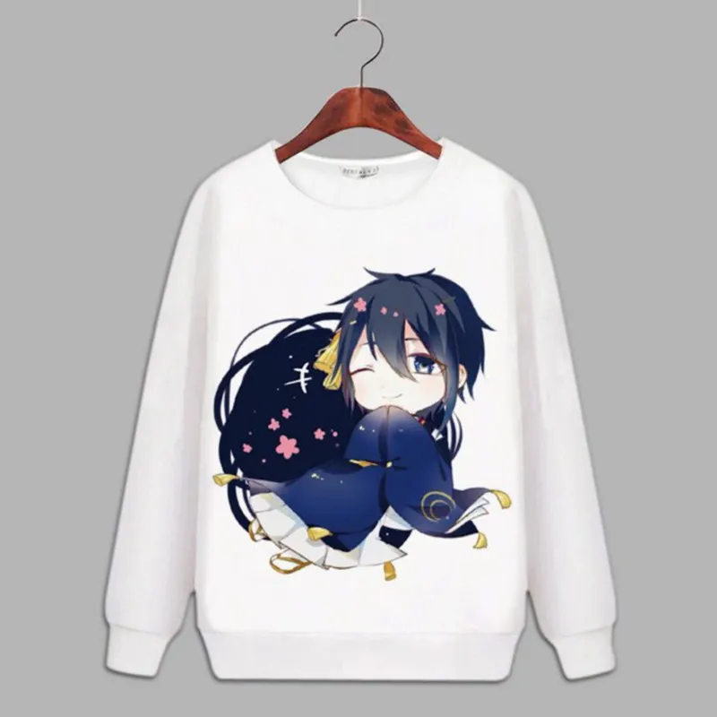 Игры Touken Ranbu Mikazuki Munechika печатных балахон унисекс с длинным рукавом хип хоп флис топы корректирующие Толстовка Кофты для осени