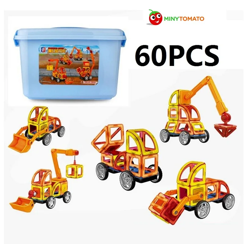

Free Ship 60pcs/lot 3D Enginneer Cars Magnetic Assembling Building Blocks DIY Learning & Education Toys Bricks Toys for Children