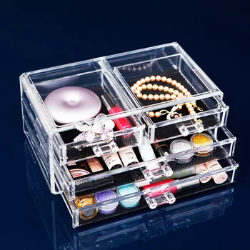 

JULY'S SONG Large PS Make Up Organizer 3 Drawers Storage Box Clear Plastic Cosmetic Storage Box Makeup Jewelry Storage Organizer