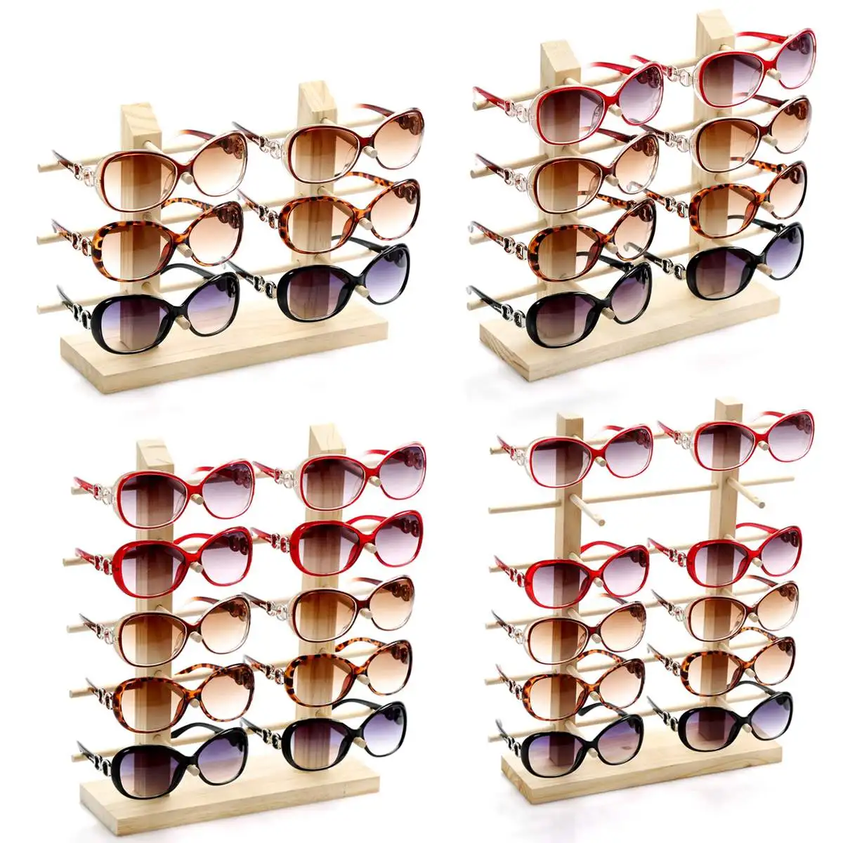 Durable Wooden Sunglasses Eye Glasses Display Rack Stand Holder