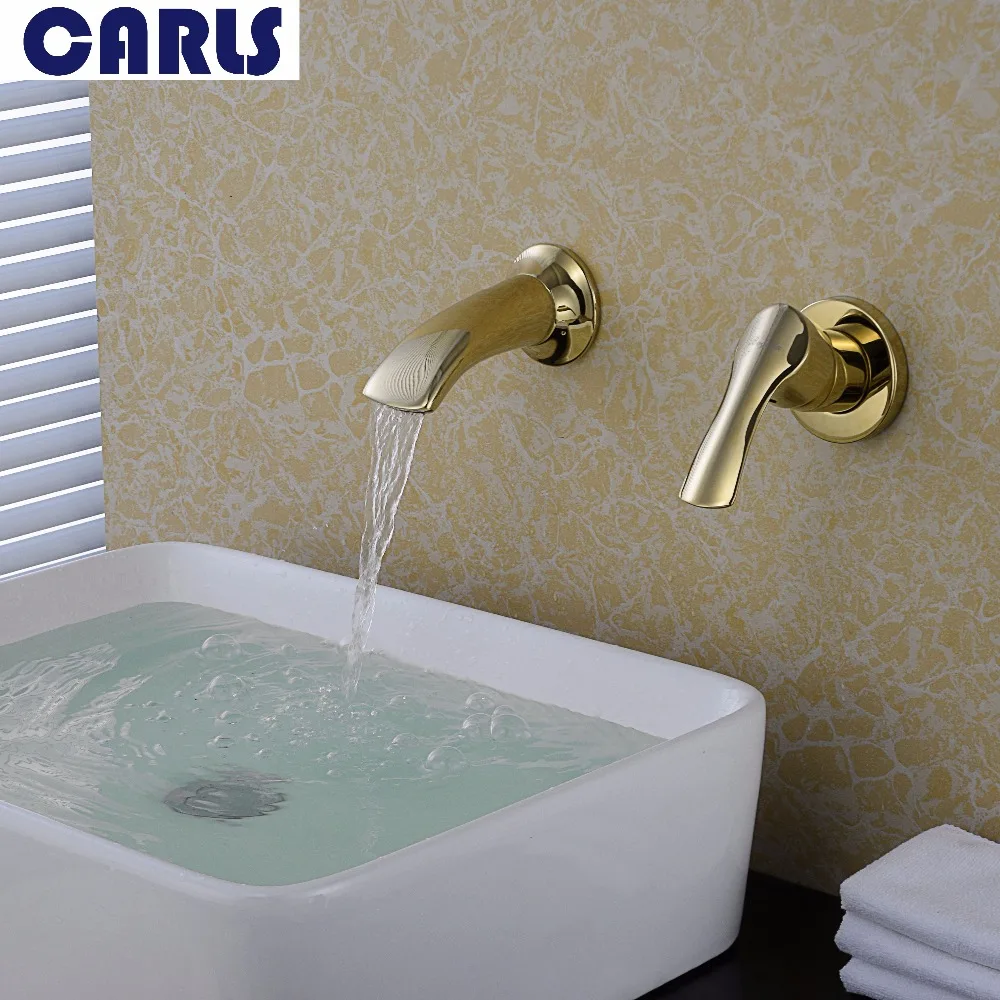 European style gold plated dark loading wall type water surface basin faucet bath toilet cold and hot water basin faucet