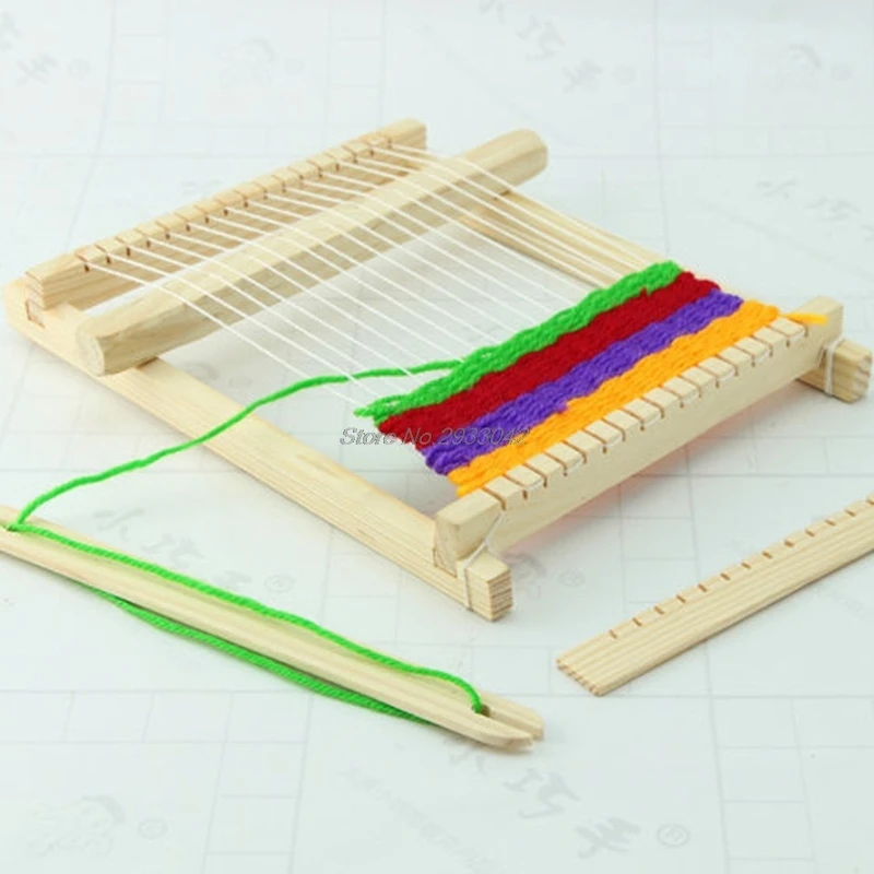 Ребенок DIY деревянный ткацкий станок развивающие игрушки пряжа для плетения и вязания Shuttle Loom-W128