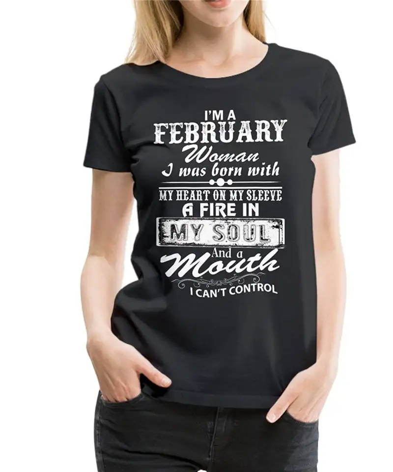 Fashion T Shirt Free Shipping Women'S Short Sleeve February Woman Birth Month Birthday Crew Neck Shirts | Женская одежда