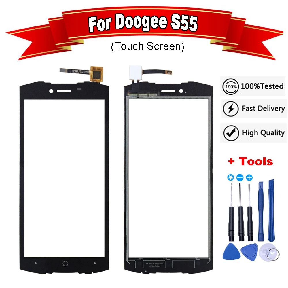 

5.5"inch For DOOGEE S55 Touch Screen Glass 100% New Glass Panel Touch Screen For S55 touch phone touch panel+ tools