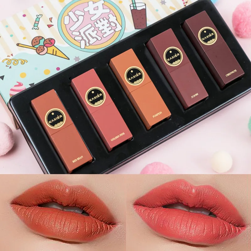 

Long-lasting Lipstick 5 Colors Lip Makeup kit Waterproof Lip Cosmetic
