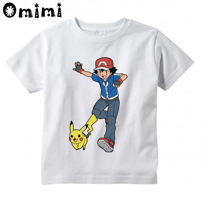 Детская футболка с принтом «Pokemon Go»; красивые повседневные топы с короткими рукавами для мальчиков и девочек; Милая футболка