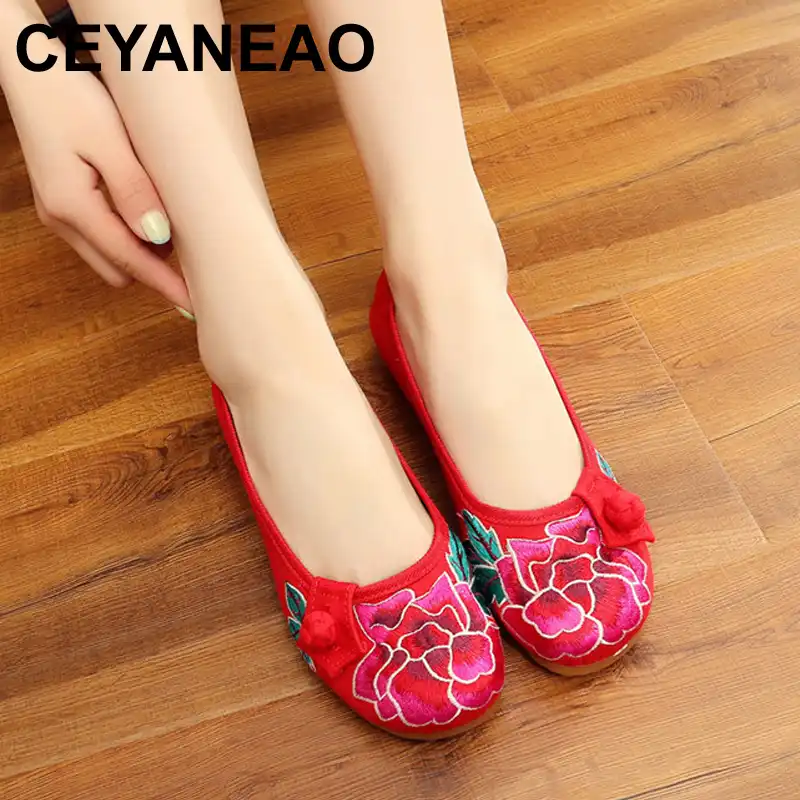 Ceyaneao 2019 Spring Autumn Women Flat Shoes Chinese Woman Old