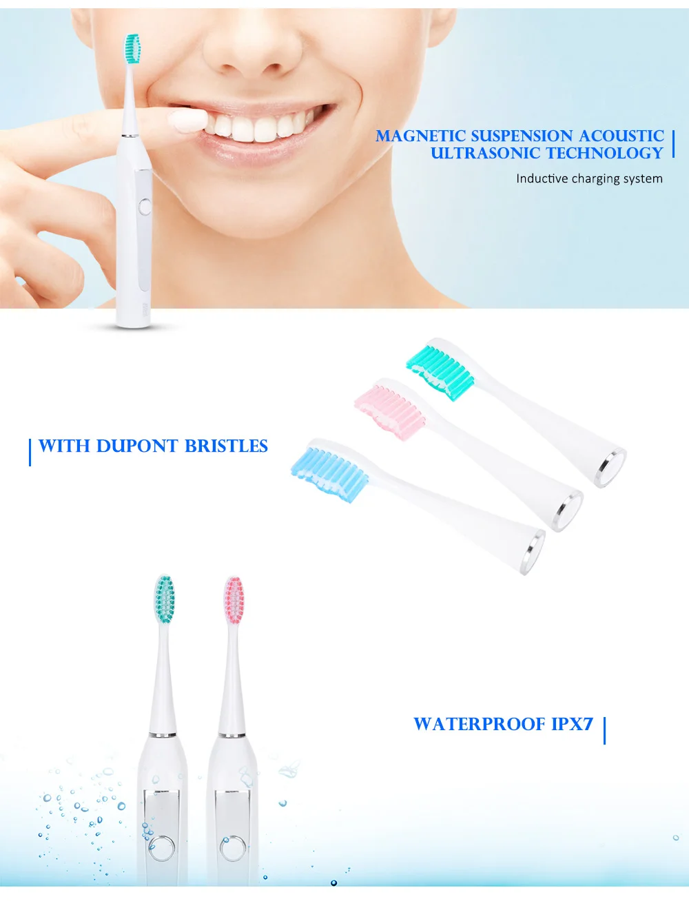KM - 913 Ultrasonic Washable inductive charging Automatic Toothbrushes