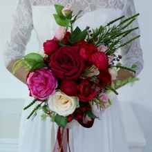 Свадебный цветок Свадебный букет из искусственных цветов букет роз хрустальные свадебные букеты