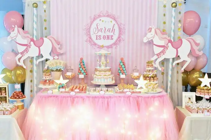 

custom Carousel Party Striped backdrops High quality Computer print party background