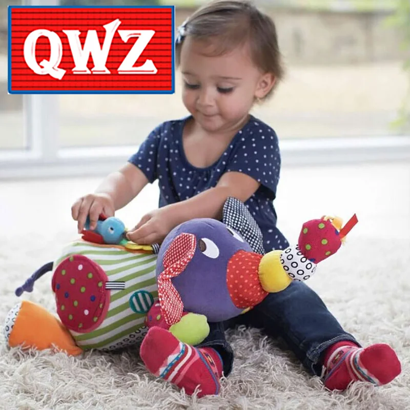 QWZ Educational Toys For Baby 0 12 Month Cartoon Plush Elephant Baby