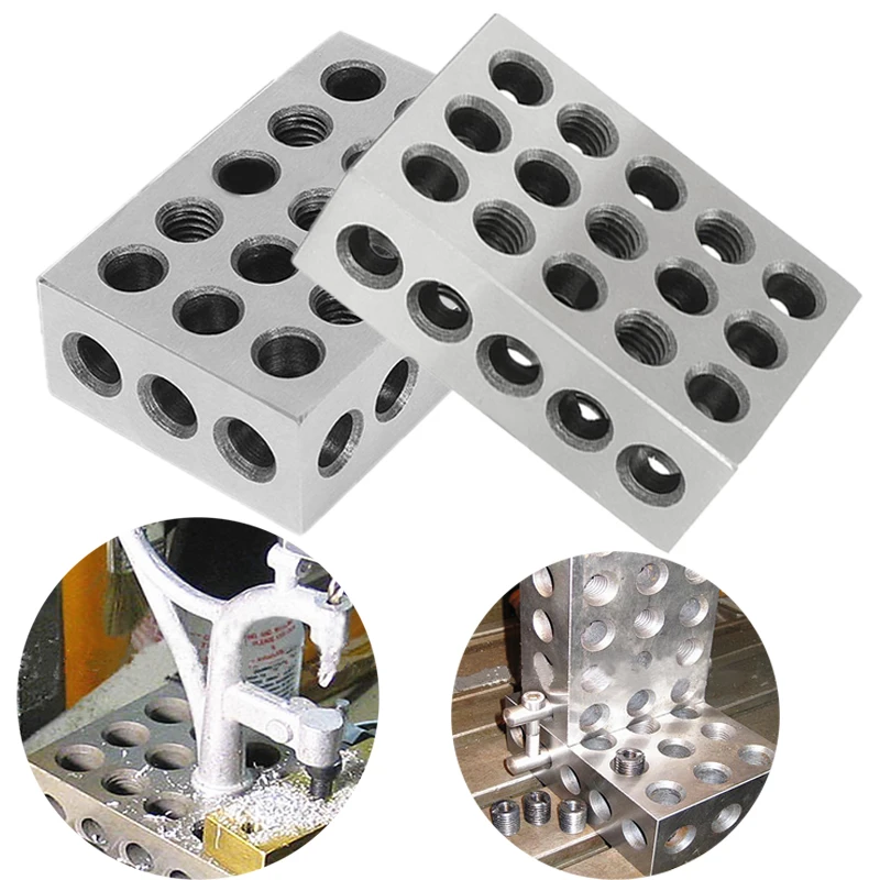 

2Pcs Precision Blocks Hardened Steel 1-2-3 Blocks 0.0001" Precision Matched Machinist 123 Milling Tool 23 Holes