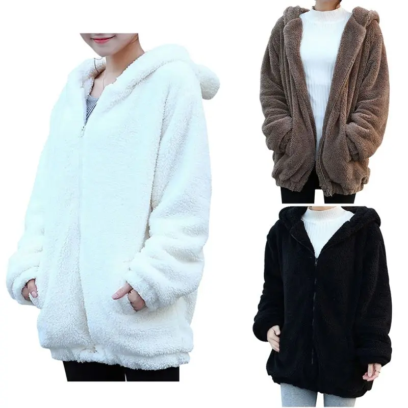 Женские шубы из искусственного меха, зимнее теплое шерстяное пальто с отложным воротником и длинными рукавами, женская верхняя одежда