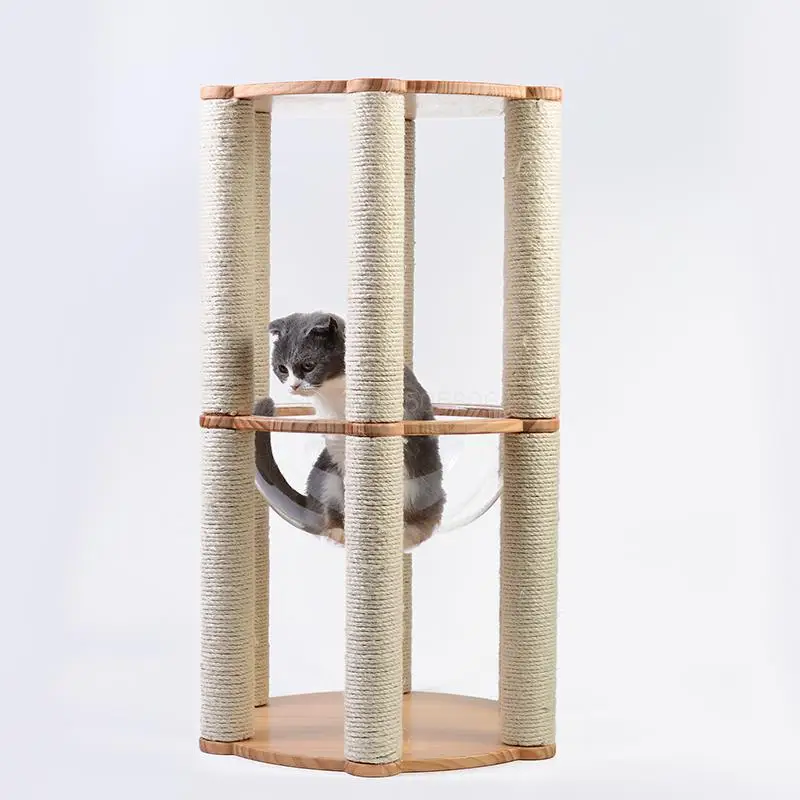 

Cat climbing frame solid wood sisal column homemade cat litter tree frame Multi-layer jumping table pet supplies