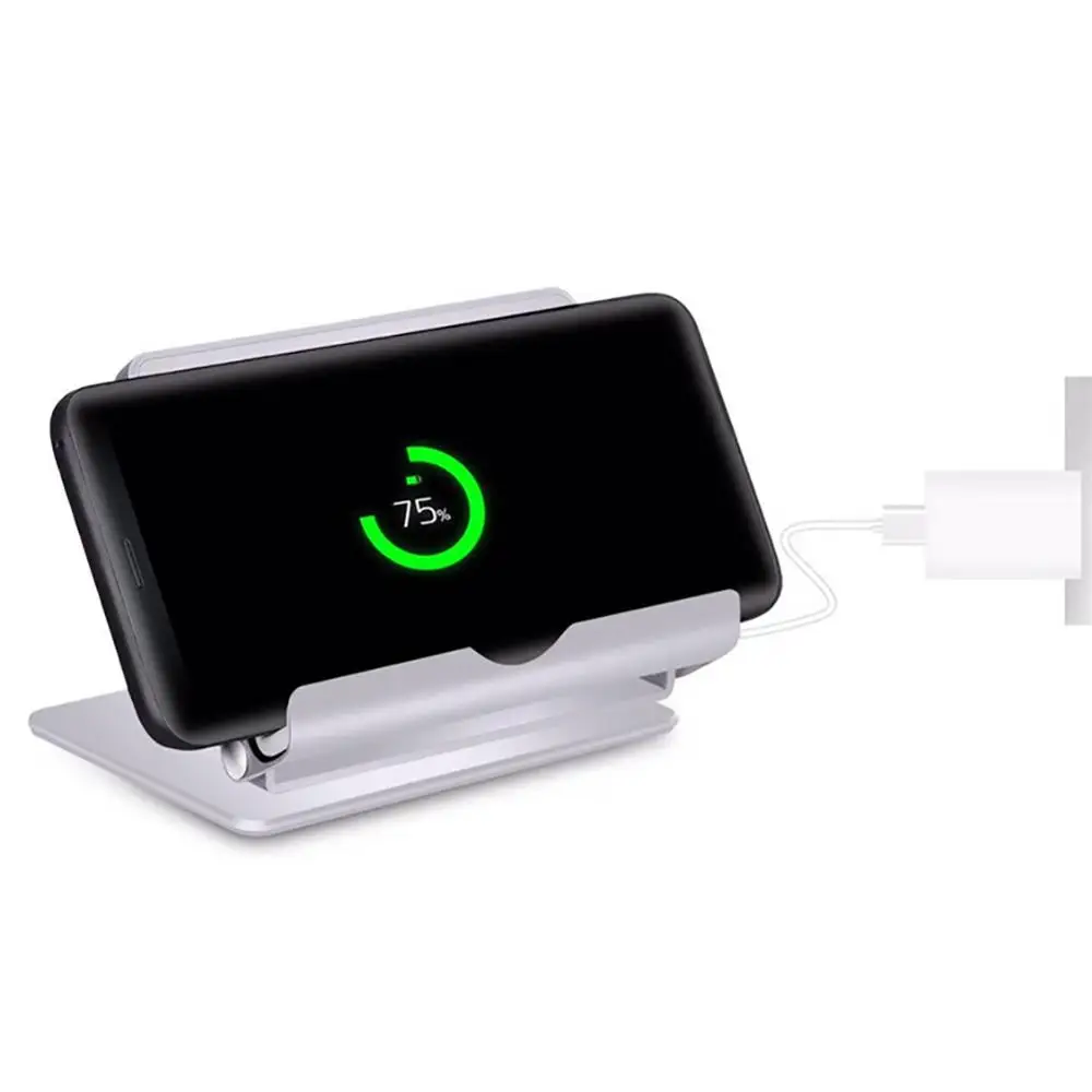 

High Quality QI Wireless Charging Pad Metal Phone Charger Stand Bracket Foldable Dock Station For samsung huawei xiaomi samsung