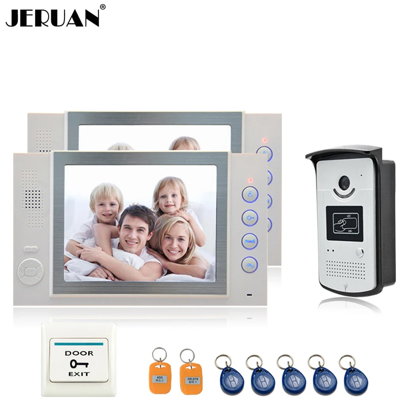 JERUAN 8`` LCD video door phone doorbell intercom system access control system 700TVL COMS Camera video recording photo taking